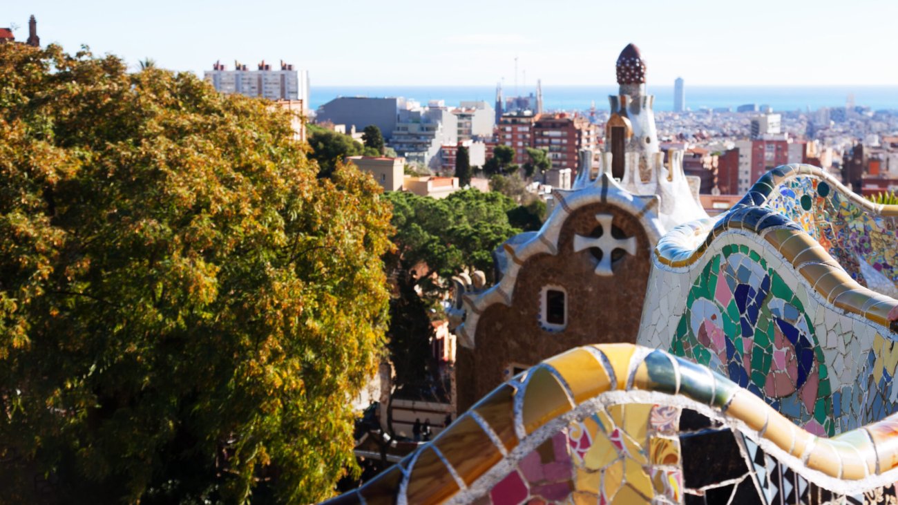 Fragment of Park Guell. Barcelona, Spain.